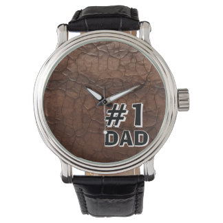 #1 Dad Leather-look Armbandsur