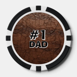 #1 Dad Leather-look Poker Marker