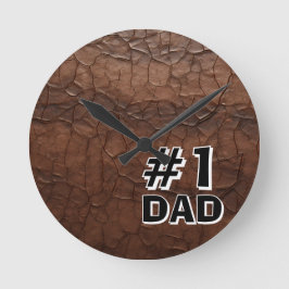 #1 Dad Leather-look Rund Klocka