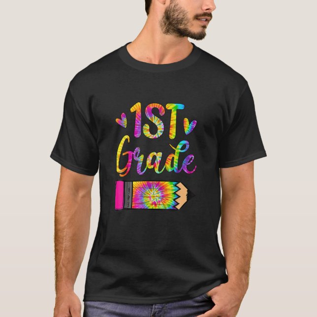 1:e Klass-läraren Tie Dye Back to school Funny T Shirt (Framsida)