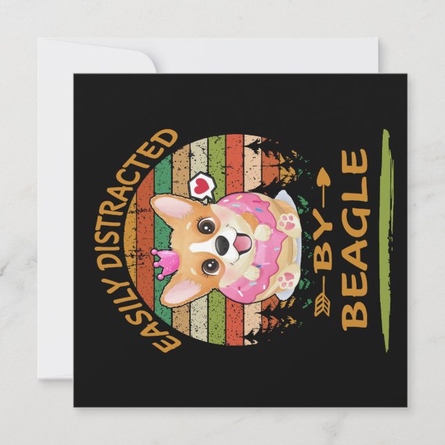 1 Easily Distracted By Beagle Inbjudningar (Framsida)