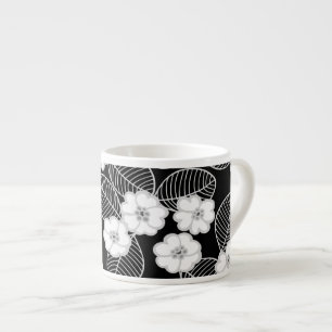 1 Espressomugg Damask Blommig Grå Svart Vit