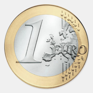 1 euro-mynt runt klistermärke