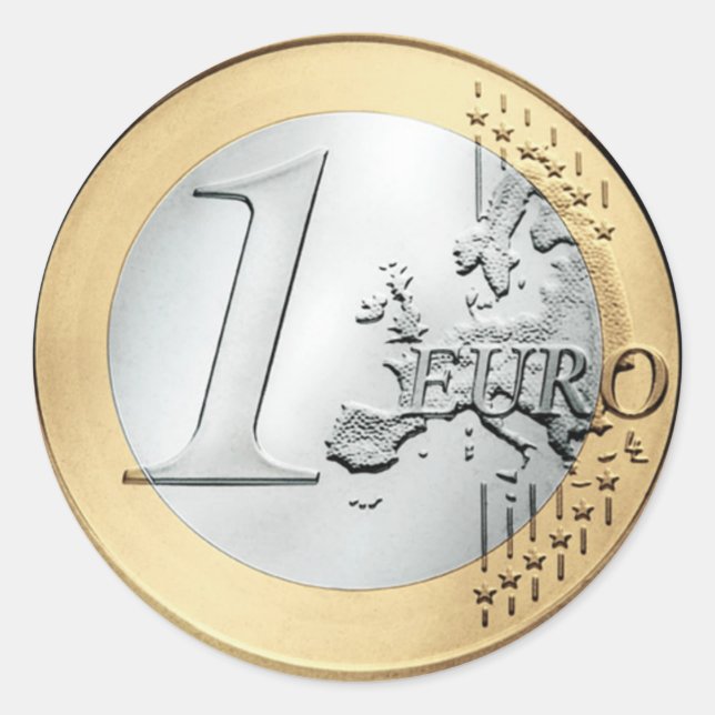 1 euro-mynt runt klistermärke (Framsida)