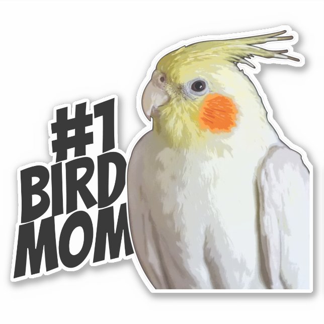 #1 Fågel Mamma Cute Cockatiel Mors dag Pet Bird Klistermärken (Framsida)
