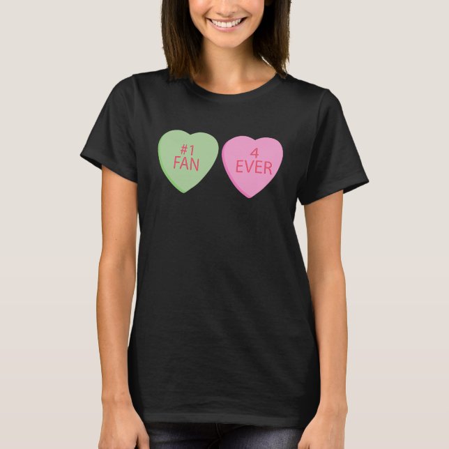 1 Fan 4 Ever Happy Valentines Day Conversation Hea T Shirt (Framsida)