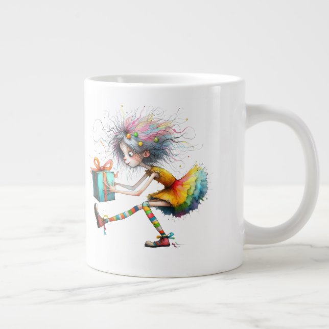*  1 Färgglad  Whimsisk julflicka  Gåva AP97 Jumbo Mugg (Höger)