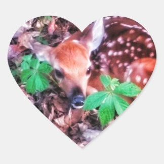 1 FAWN HEART STICKERS HJÄRTFORMAT KLISTERMÄRKE