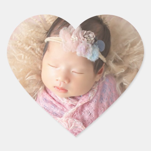 1 Foto Baby  Hjärtdekal Hjärtformat Klistermärke (Framsida)