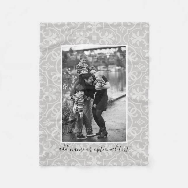 1 Foto med plagonplattan Mönster och text Fleecefilt (Framsidan)