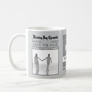 1 Foto Minimalistisk Grå Tidning Spara Datumet Kaffemugg