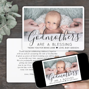 1 Foto Modern Baptism eller Christening Godmor Tack Kort
