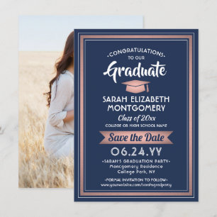 1 Foto Studenten Elegant Navy Blue and Rosa Spara Datumet