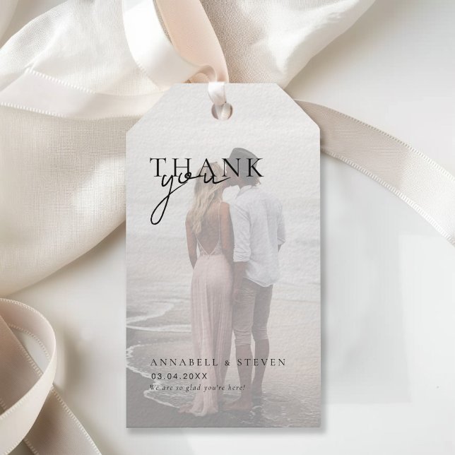 1 Foto "TACK" Bröllop Presentetikett (1 Photo "THANK YOU" Wedding Gift Tags)