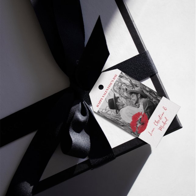 1 Foto Valentines day Modern Red and Rosa Presentetikett (Skapare uppladdad)