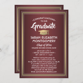 1 Foto Virtuell Studentfest Burgundy och Guld Inbjudningar