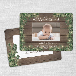 1 Fotojul Grey, Rustic Wood & Ljus Julkort