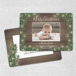 1 Fotojul Grey, Rustic Wood & Ljus Julkort
