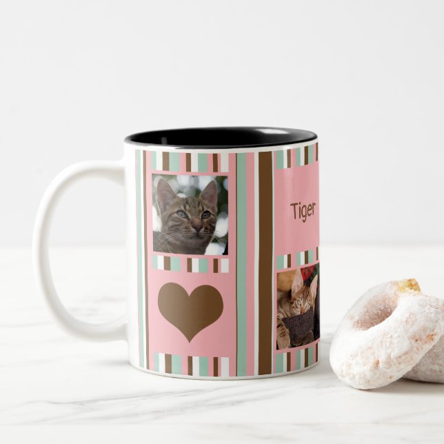 #1 Fotokollage för katt-Mamma-neapolitan-Rand Två-Tonad Mugg (Med munk)