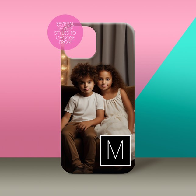 1 Fotokollage med kvadratiskt monogram (Personalized Phone Case with Custom Photos and Text - Pick Your Device Style)