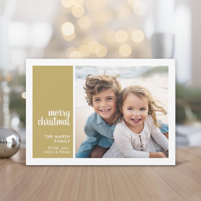 1 Fotosammanställning Minimal jul guld jul Julkort (Modern and Minimal Christmas Greeting Card)