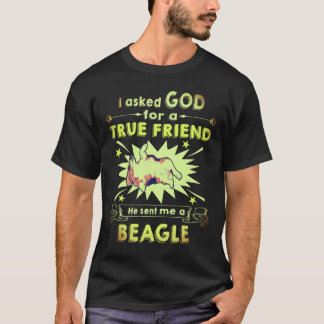 1 Frågade Gud - sann vän - en Beagle T Shirt