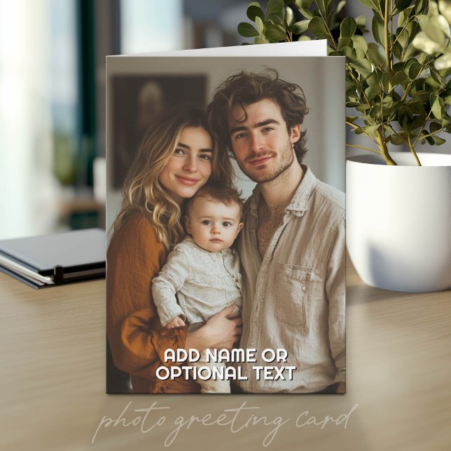 1 Fullfoto och Enkel Chunky Text Mallkort Kort (Photo Greeting Card)