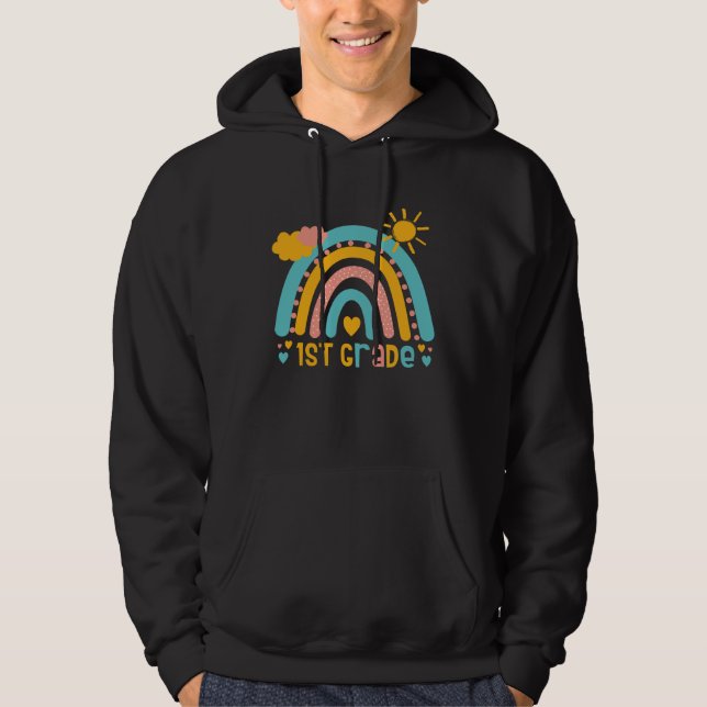 1 Grade rainbow eight graders class back to school Hoodie (Framsida)