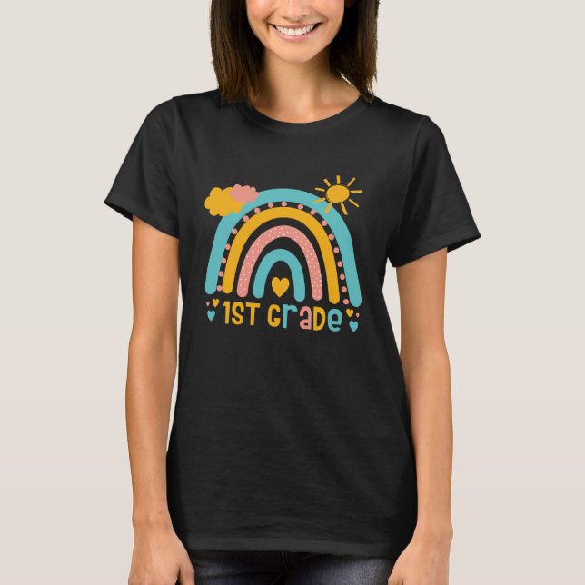 1 Grade rainbow eight graders class back to school T Shirt (Framsida)