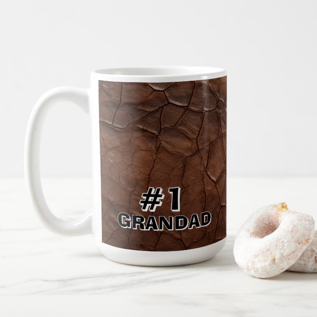 #1 Grandad Leather-look Kaffemugg (Med munk)