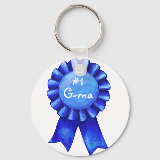 #1, Grandma Blue Ribbon Keychain Nyckelring (Framsida)