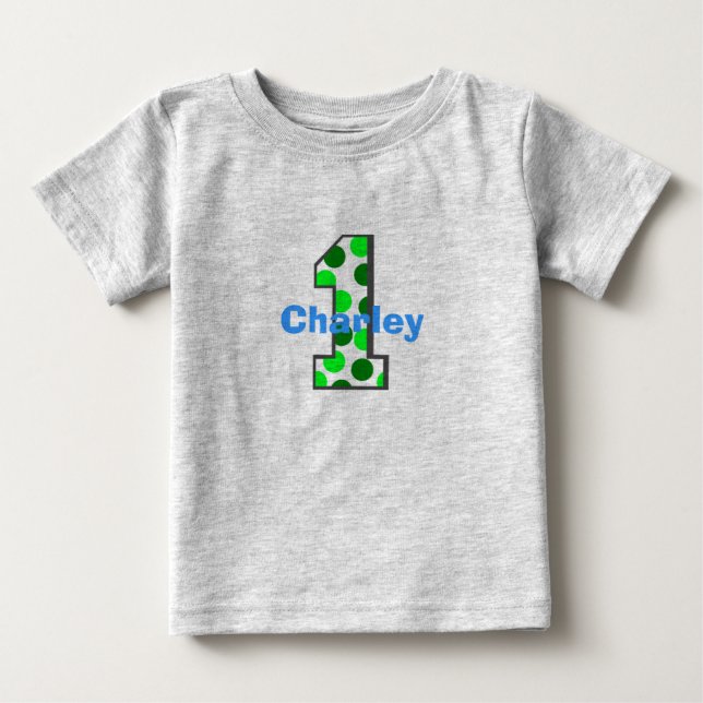 1 Grönt Polka Dot Birthday Shirt Tröja (Framsida)