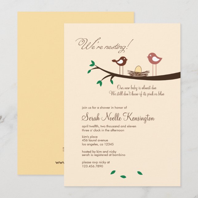 1 Gult Inbjudan till äggkläckning av fåglar för sp (Fram/baksida)