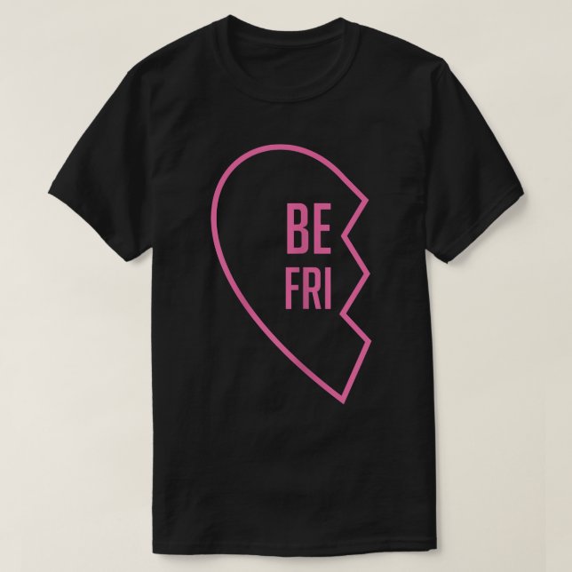 1 hjärta i 2 bästa vänner som matchar BFF-utfall T Shirt (Design framsida)