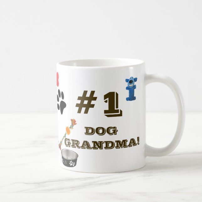 #1 Hund Grandma with Hund Leksak Graphics Coffee M Kaffemugg (Höger)