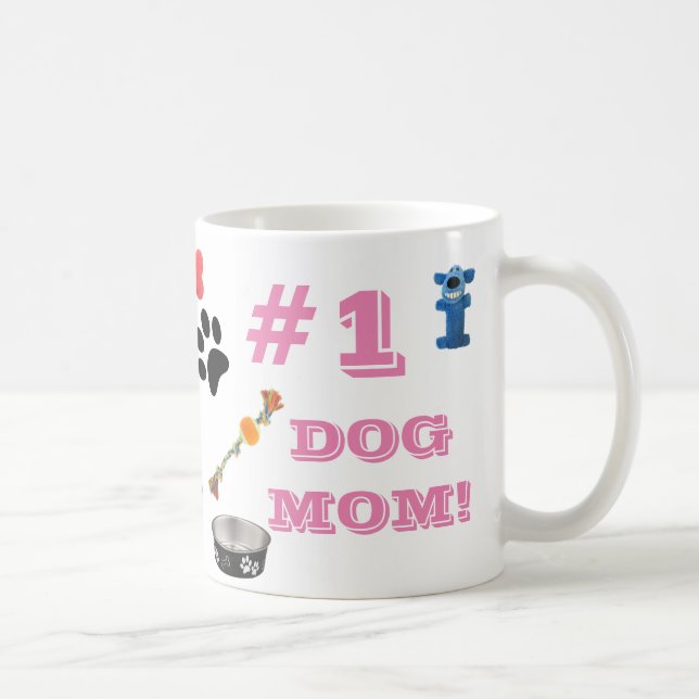 #1 Hund Mamma med Hund Leksak-grafikkaffe Mugg (Höger)