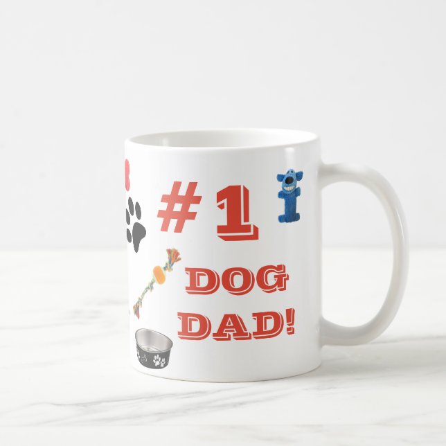 #1 Hund Pappa med Hund Leksak-grafikkaffe Mugg (Höger)