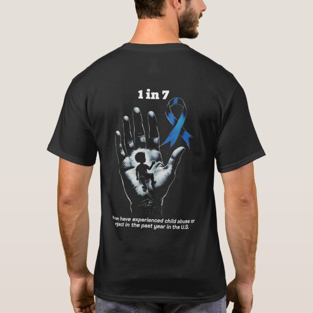 "1 in 7" Child Abuse Prevention Awareness T-Shirt (Baksida)