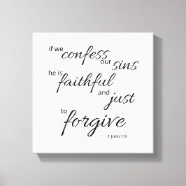 1 Johannes 1:9 Canvas Svart och Vitt Tryck | Förlå