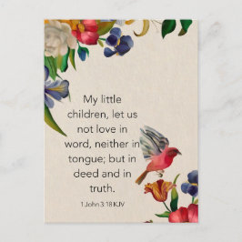 1 Johannes 3:18 KJV Bibelvers Minneskort - Vykort