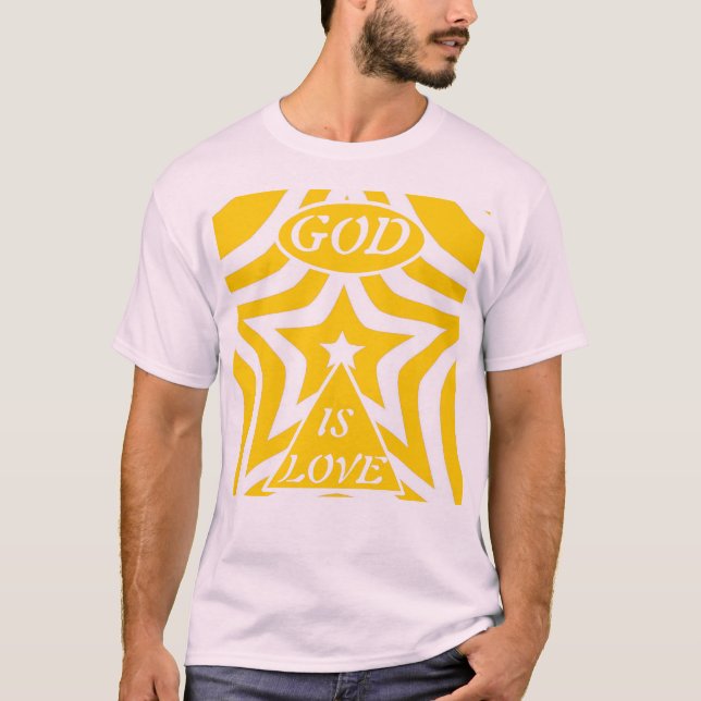 1 Johannes 4:16 "Gud är Kärlek" Cyber Gul - Kriste T Shirt (Framsida)