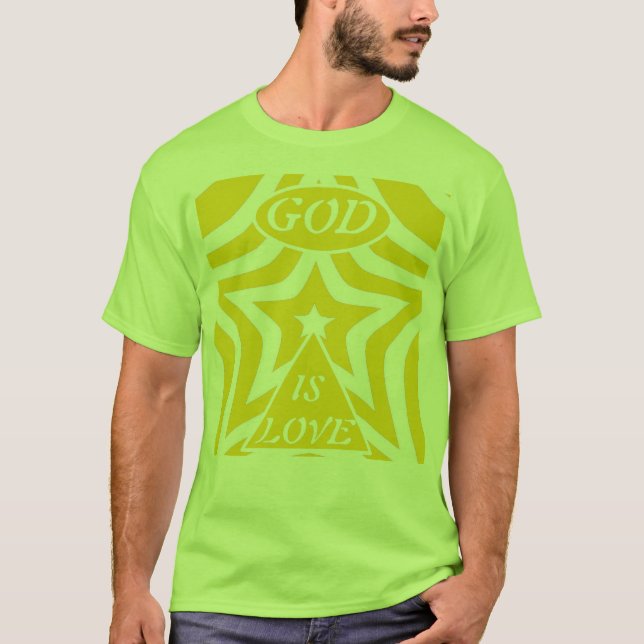 1 Johannes 4:16 "Gud är Kärlek" Cyber Gul - Kriste T Shirt (Framsida)
