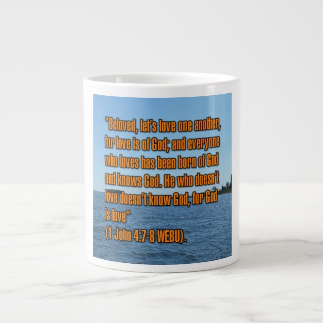1 Johannes 4:7-8 WEBU Mugg Jumbo Mugg (Framsidan)