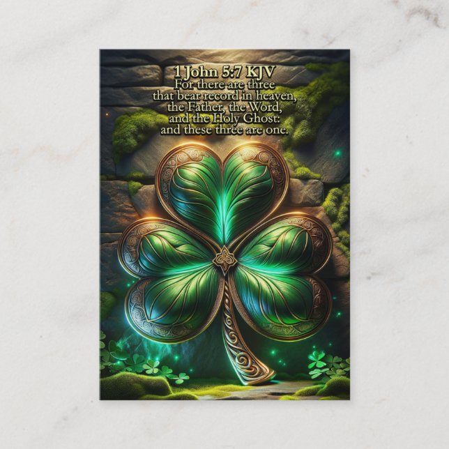 1 Johannes 5:7–8 KJV Kort - Treenighetens Shamrock (Framsida)