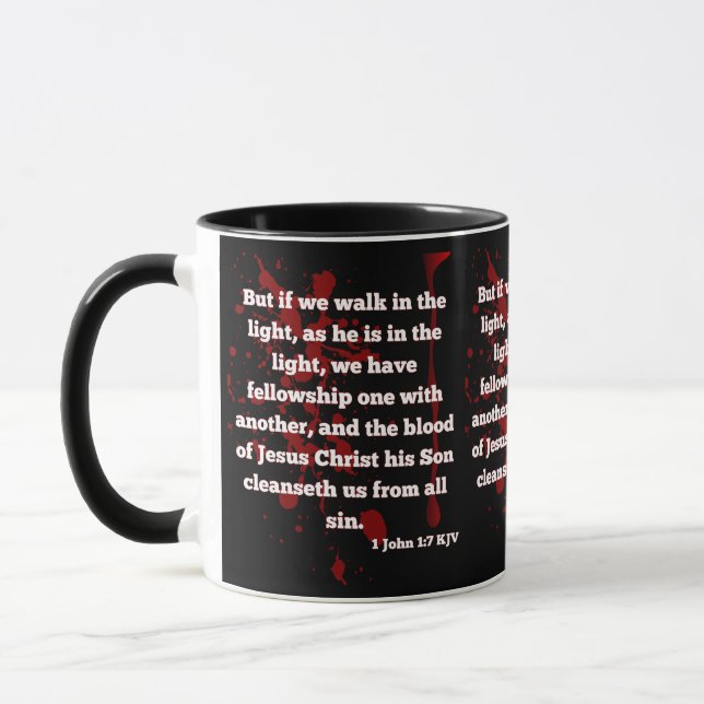 1 John 1:7 Bible Verse Walk i Faith Light Mugg (Vänster)