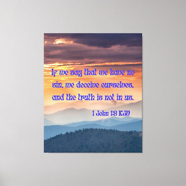 1 John 1:8 Bible Verse KJV Pic Wall Art Canvastryck (Framsida)