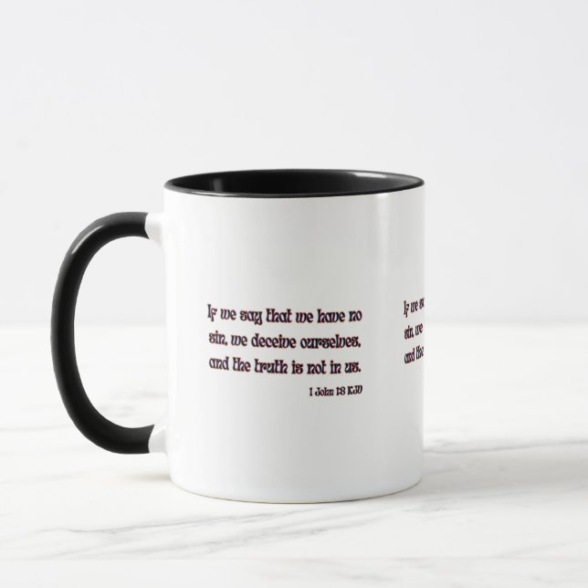 1 John 1:8 KJV Bible Verse Two-Tone Mugg (Vänster)