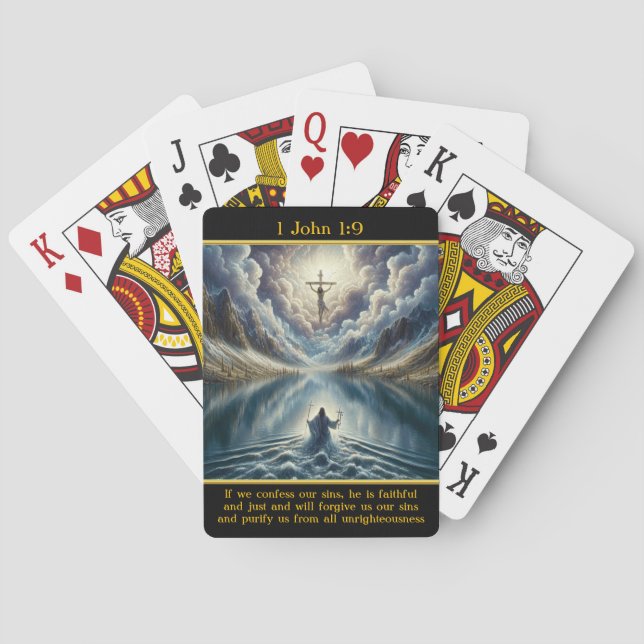 1 John 1:9: Divine Kärlek Radiant Scene Casinokort (Baksidan)