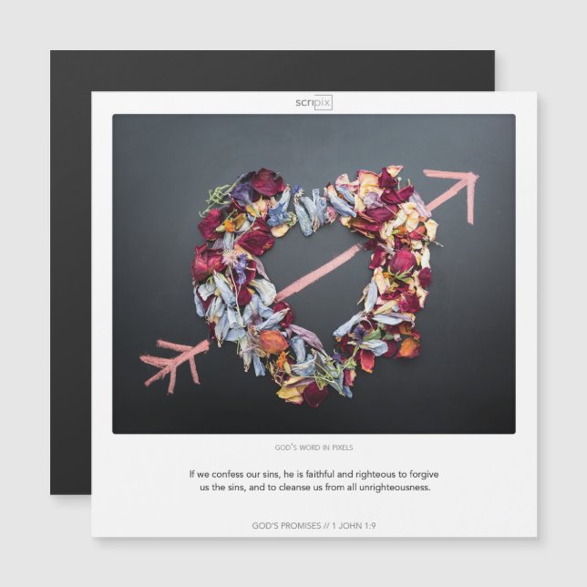 1 John 1:9 GOD'S PROMISES SCRIPIX magnetiskt kort (Fram/baksida)