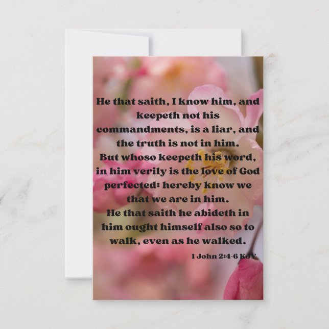 1 John 2:4-6 KJV Bible Scripture Pic Hälsning Kort (Framsida)